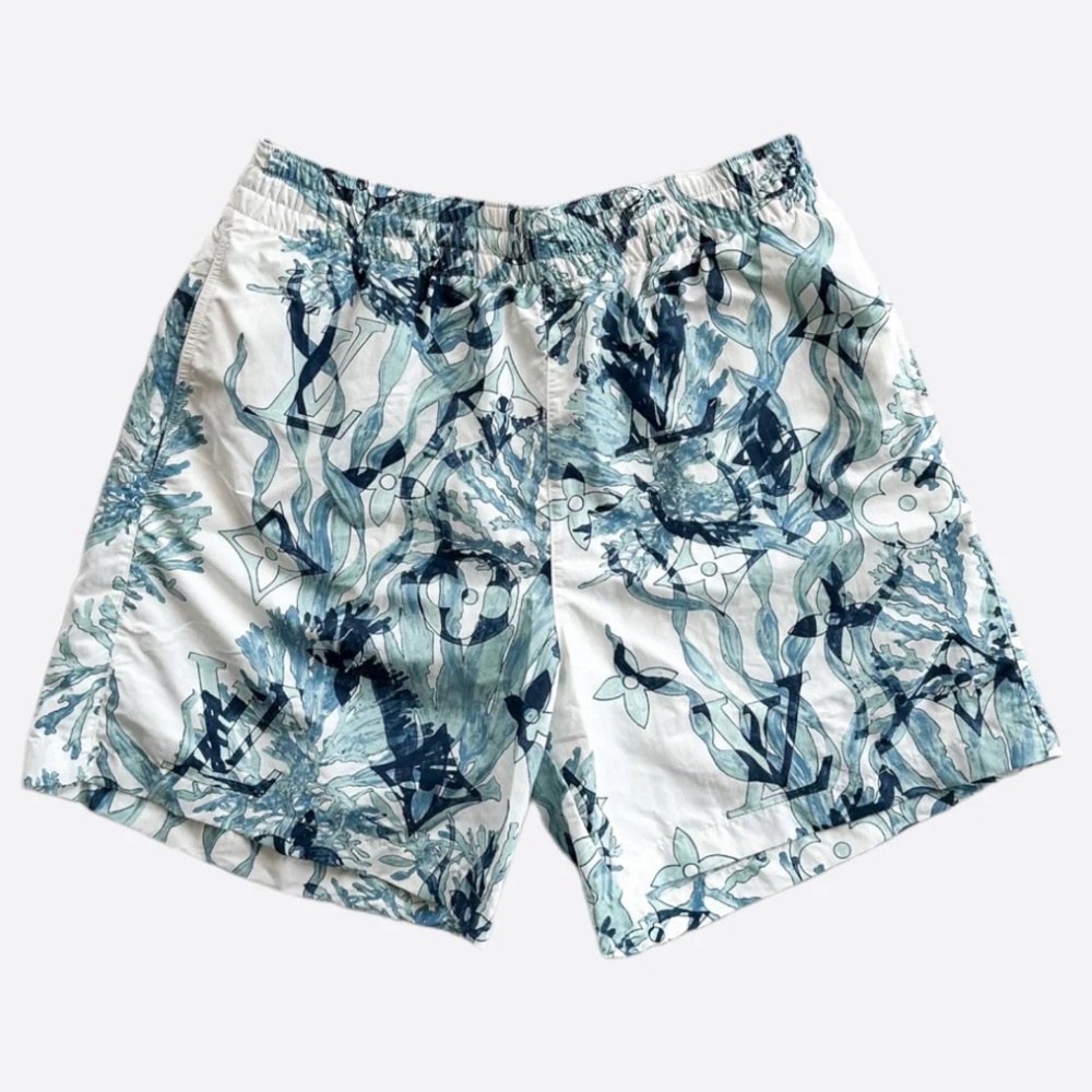 Louis Vuitton Blue & White Aquagarden Monogram Swimshorts